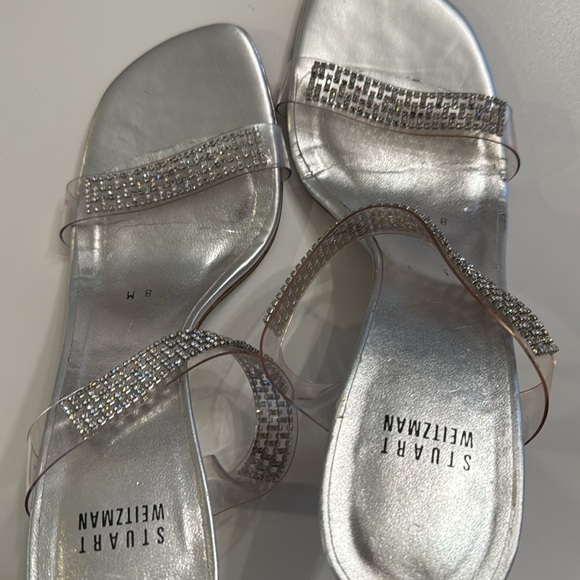 Stuart Weitzman Shoes - Stuart Weitzman Aleena Crystal Lucite Rhinestone Slide Heels Sandals Size 8 EUC